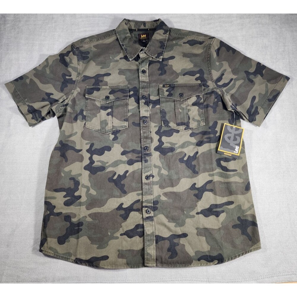 NEW Lee Heritage Men's XL Camo Shirt Short Sleeve Button Up Hunting Outdoor